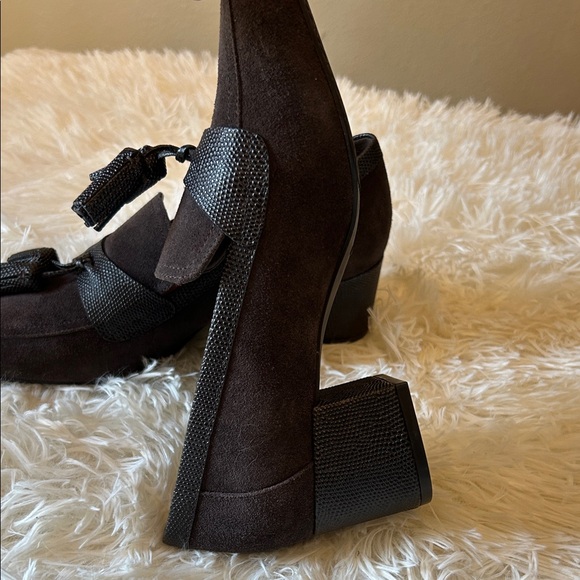 Donald J. Pliner Dark Brown Suede Tassel Loafer with Textured Band - Picture 9 of 14